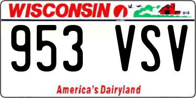 WI license plate 953VSV