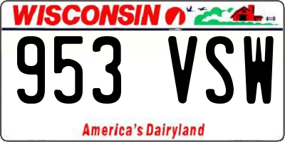 WI license plate 953VSW