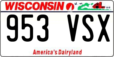 WI license plate 953VSX