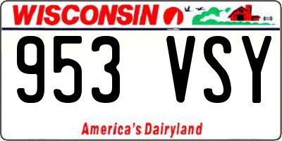 WI license plate 953VSY