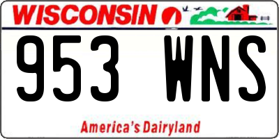 WI license plate 953WNS