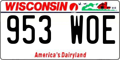 WI license plate 953WOE