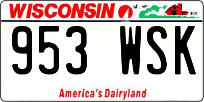WI license plate 953WSK
