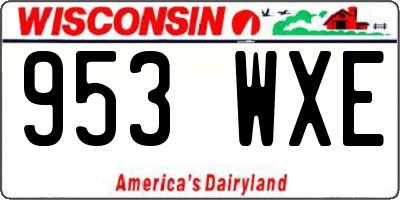 WI license plate 953WXE