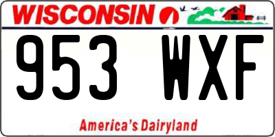 WI license plate 953WXF