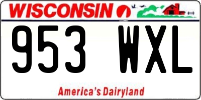 WI license plate 953WXL