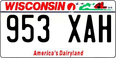 WI license plate 953XAH
