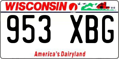 WI license plate 953XBG