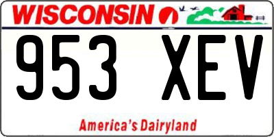 WI license plate 953XEV