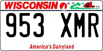 WI license plate 953XMR