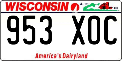 WI license plate 953XOC