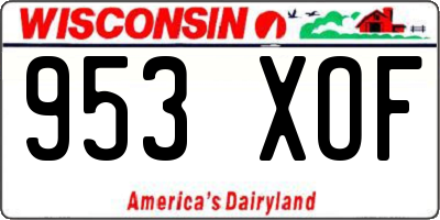 WI license plate 953XOF