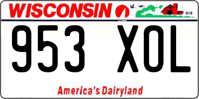 WI license plate 953XOL