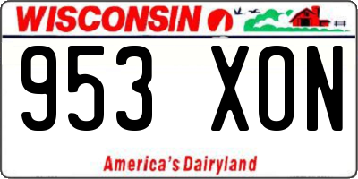 WI license plate 953XON