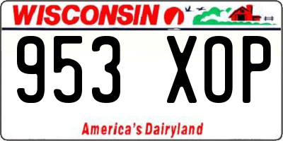WI license plate 953XOP
