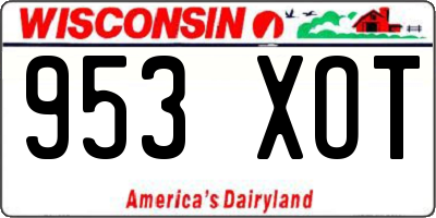 WI license plate 953XOT