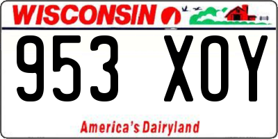 WI license plate 953XOY
