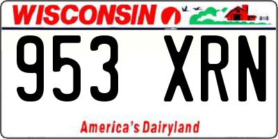 WI license plate 953XRN