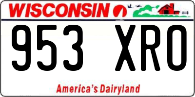WI license plate 953XRO