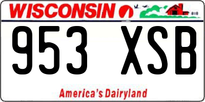 WI license plate 953XSB