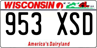WI license plate 953XSD
