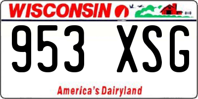 WI license plate 953XSG