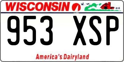 WI license plate 953XSP