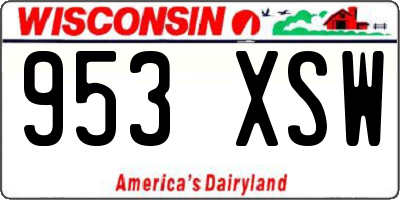 WI license plate 953XSW
