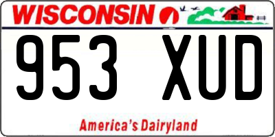 WI license plate 953XUD