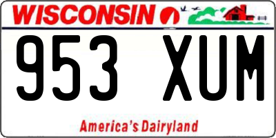 WI license plate 953XUM