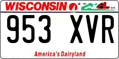WI license plate 953XVR