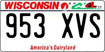 WI license plate 953XVS