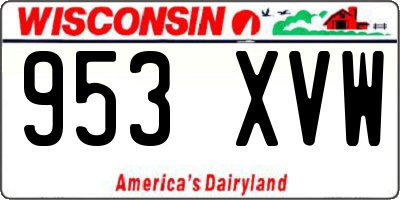 WI license plate 953XVW