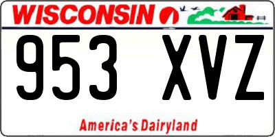 WI license plate 953XVZ