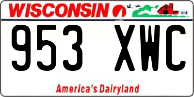 WI license plate 953XWC