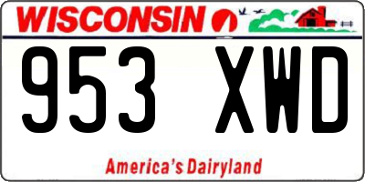 WI license plate 953XWD