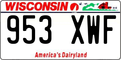 WI license plate 953XWF