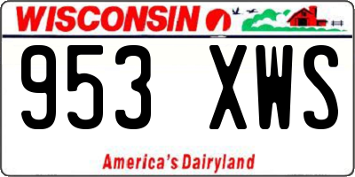 WI license plate 953XWS