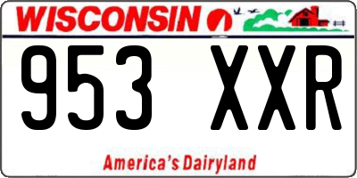 WI license plate 953XXR