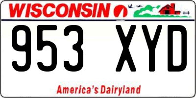 WI license plate 953XYD