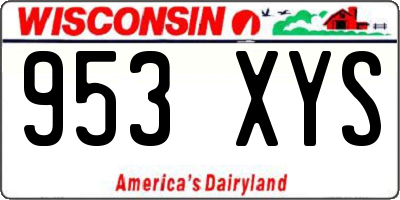 WI license plate 953XYS
