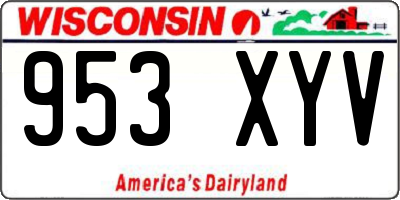 WI license plate 953XYV