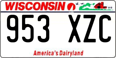 WI license plate 953XZC