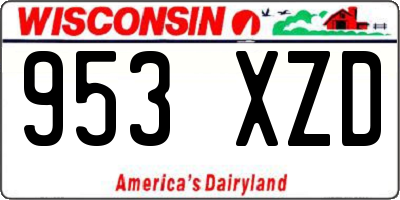 WI license plate 953XZD