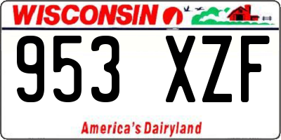 WI license plate 953XZF