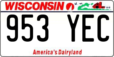WI license plate 953YEC