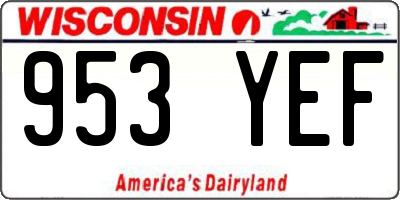 WI license plate 953YEF