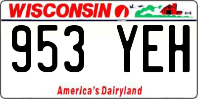 WI license plate 953YEH