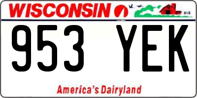 WI license plate 953YEK
