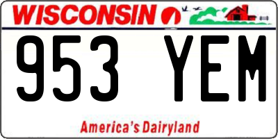 WI license plate 953YEM